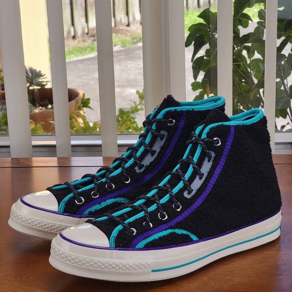 Converse Mens Chuck 70 Hi "Retro Sherpa" 169784C Black/Court Purple/Egret Size 9 - Picture 12 of 13